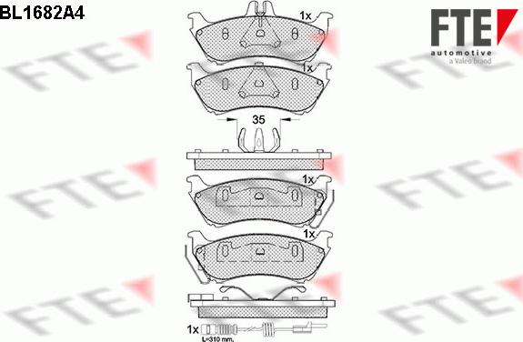 FTE BL1682A4 - Комплект спирачно феродо, дискови спирачки vvparts.bg