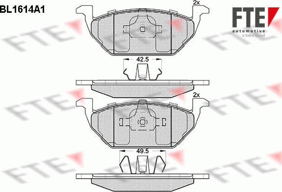 FTE BL1614A1 - Комплект спирачно феродо, дискови спирачки vvparts.bg