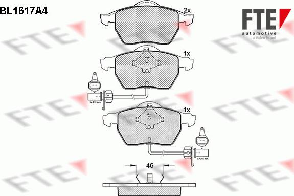 FTE 9010251 - Комплект спирачно феродо, дискови спирачки vvparts.bg