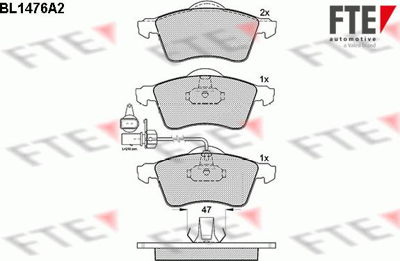 FTE BL1476A2 - Комплект спирачно феродо, дискови спирачки vvparts.bg