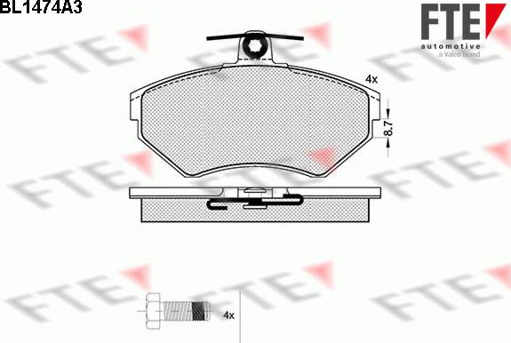 FTE BL1474A3 - Комплект спирачно феродо, дискови спирачки vvparts.bg