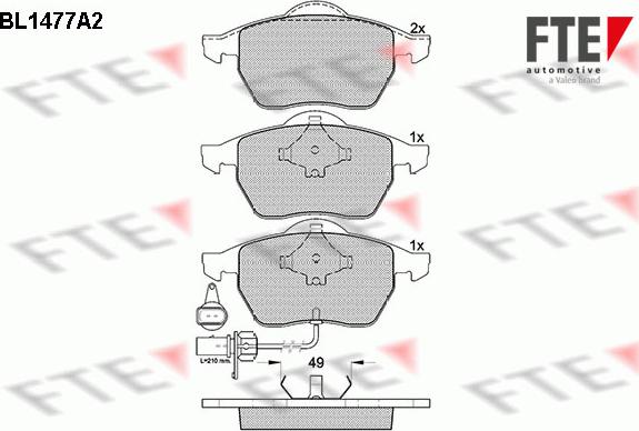 FTE BL1477A2 - Комплект спирачно феродо, дискови спирачки vvparts.bg