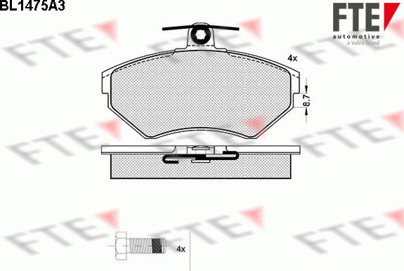 FTE BL1475A3 - Комплект спирачно феродо, дискови спирачки vvparts.bg