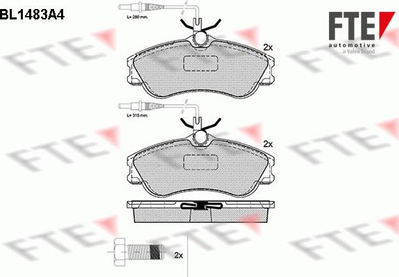 FTE BL1483A4 - Комплект спирачно феродо, дискови спирачки vvparts.bg