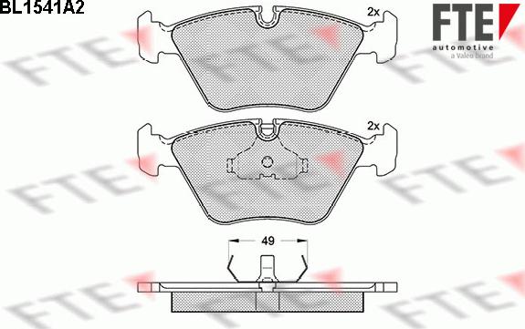 FTE BL1541A2 - Комплект спирачно феродо, дискови спирачки vvparts.bg