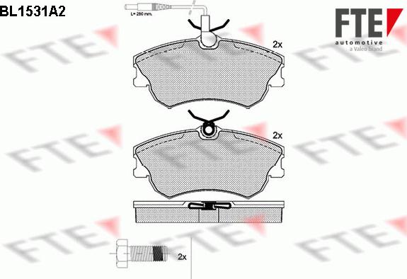 FTE BL1531A2 - Комплект спирачно феродо, дискови спирачки vvparts.bg