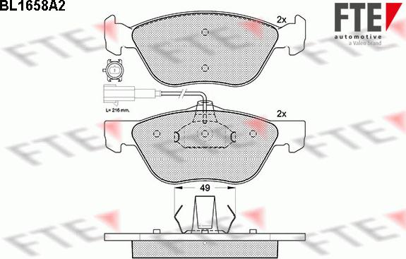 FTE BL1658A2 - Комплект спирачно феродо, дискови спирачки vvparts.bg