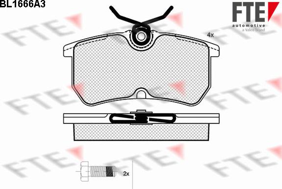 FTE BL1666A3 - Комплект спирачно феродо, дискови спирачки vvparts.bg