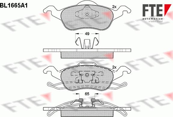 FTE BL1665A1 - Комплект спирачно феродо, дискови спирачки vvparts.bg