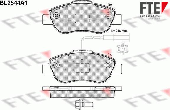 FTE BL2544A1 - Комплект спирачно феродо, дискови спирачки vvparts.bg