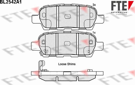 FTE BL2542A1 - Комплект спирачно феродо, дискови спирачки vvparts.bg