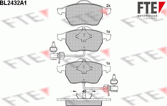 FTE 9010732 - Комплект спирачно феродо, дискови спирачки vvparts.bg