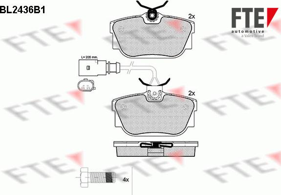 FTE 9010737 - Комплект спирачно феродо, дискови спирачки vvparts.bg