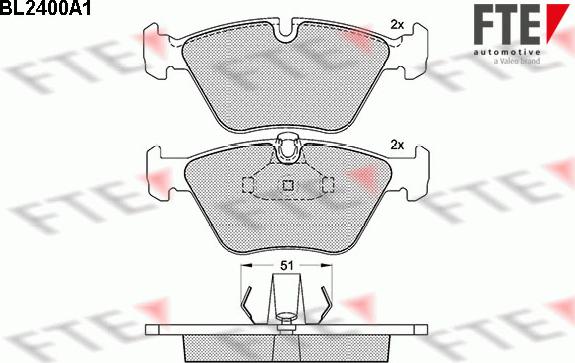 FTE 9010720 - Комплект спирачно феродо, дискови спирачки vvparts.bg