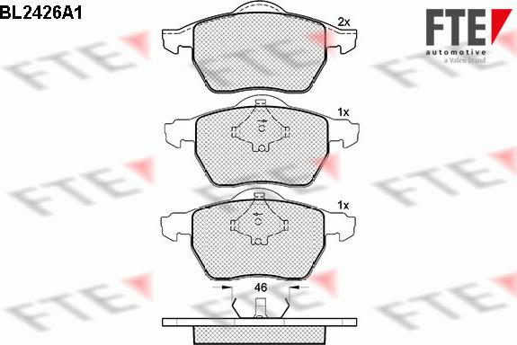 FTE BL2426A1 - Комплект спирачно феродо, дискови спирачки vvparts.bg