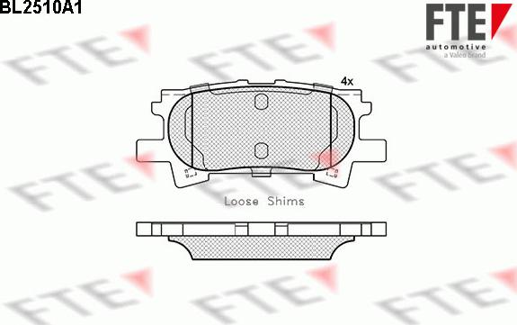 FTE BL2510A1 - Комплект спирачно феродо, дискови спирачки vvparts.bg