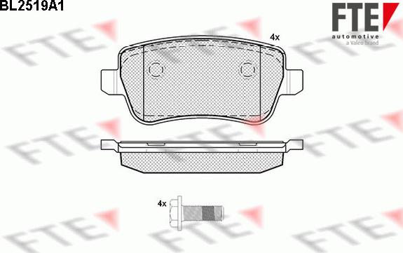 FTE BL2519A1 - Комплект спирачно феродо, дискови спирачки vvparts.bg