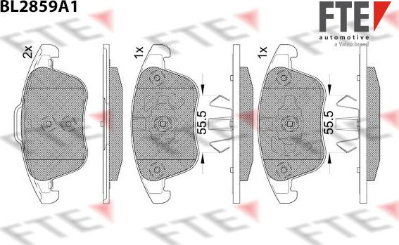 FTE BL2859A1 - Комплект спирачно феродо, дискови спирачки vvparts.bg