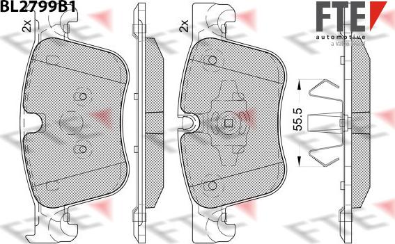 FTE 9011096 - Комплект спирачно феродо, дискови спирачки vvparts.bg