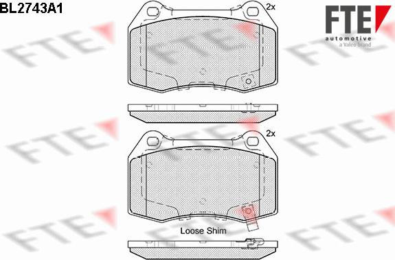 FTE BL2743A1 - Комплект спирачно феродо, дискови спирачки vvparts.bg