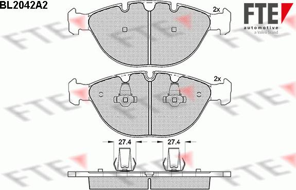 FTE 9011058 - Комплект спирачно феродо, дискови спирачки vvparts.bg