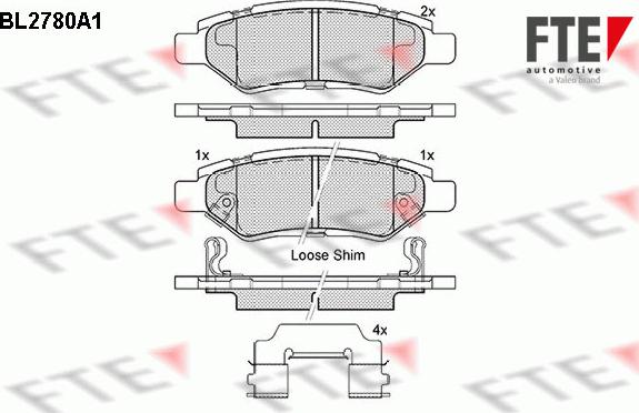 FTE BL2780A1 - Комплект спирачно феродо, дискови спирачки vvparts.bg