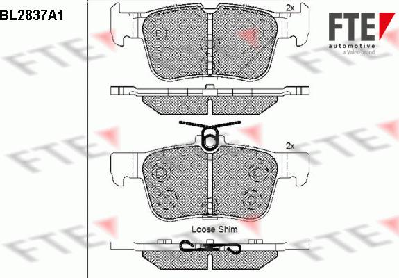 FTE BL2837A1 - Комплект спирачно феродо, дискови спирачки vvparts.bg