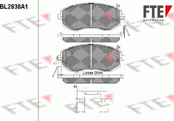 FTE 9011017 - Комплект спирачно феродо, дискови спирачки vvparts.bg