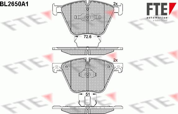 FTE BL2650A1 - Комплект спирачно феродо, дискови спирачки vvparts.bg