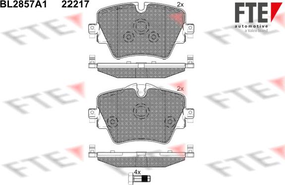 FTE BL2857A1 - Комплект спирачно феродо, дискови спирачки vvparts.bg