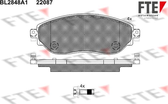 FTE BL2848A1 - Комплект спирачно феродо, дискови спирачки vvparts.bg