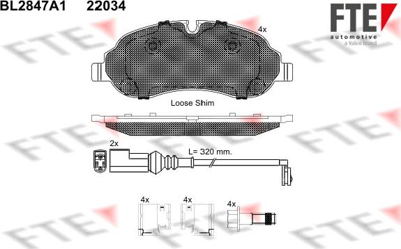 FTE BL2847A1 - Комплект спирачно феродо, дискови спирачки vvparts.bg