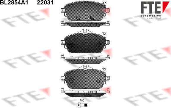 FTE 9011027 - Комплект спирачно феродо, дискови спирачки vvparts.bg