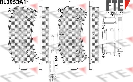 FTE BL2953A1 - Комплект спирачно феродо, дискови спирачки vvparts.bg