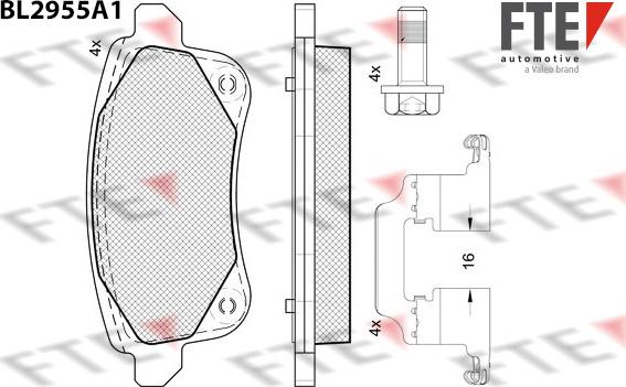 FTE 9011198 - Комплект спирачно феродо, дискови спирачки vvparts.bg