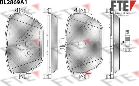 FTE 9011109 - Комплект спирачно феродо, дискови спирачки vvparts.bg