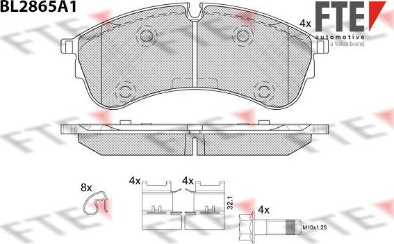 FTE 9011105 - Комплект спирачно феродо, дискови спирачки vvparts.bg