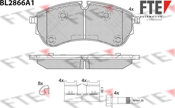 FTE 9011106 - Комплект спирачно феродо, дискови спирачки vvparts.bg