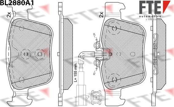 FTE 9011120 - Комплект спирачно феродо, дискови спирачки vvparts.bg