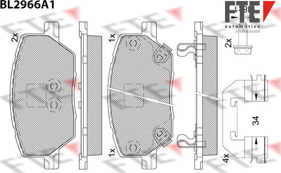 FTE 9011210 - Комплект спирачно феродо, дискови спирачки vvparts.bg