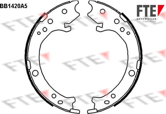 FTE BB1420A5 - Комплект спирачна челюст, ръчна спирачка vvparts.bg