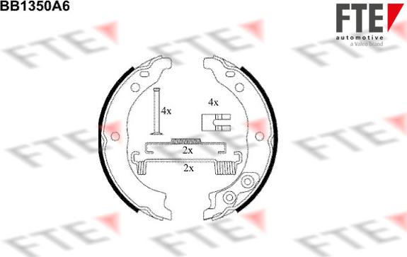 FTE BB1350A6 - Комплект спирачна челюст, ръчна спирачка vvparts.bg