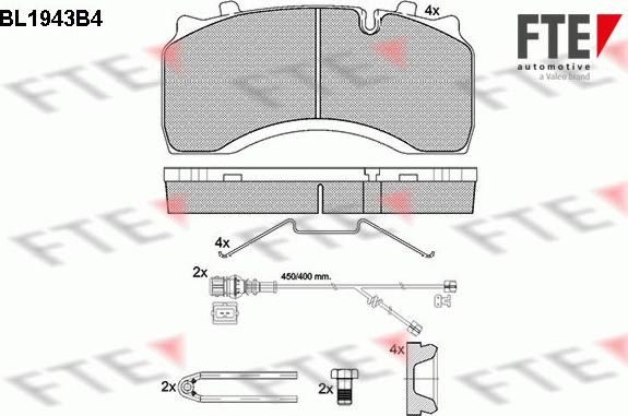 FTE BL1943B4 - Комплект спирачно феродо, дискови спирачки vvparts.bg