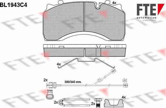 FTE BL1943C4 - Комплект спирачно феродо, дискови спирачки vvparts.bg