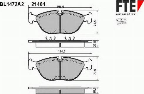 FTE BL1472A2 - Комплект спирачно феродо, дискови спирачки vvparts.bg