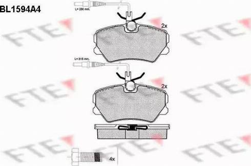 FTE BL1594A4 - Комплект спирачно феродо, дискови спирачки vvparts.bg