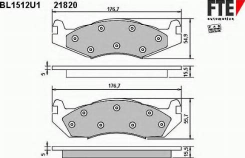 FTE BL1512U1 - Комплект спирачно феродо, дискови спирачки vvparts.bg