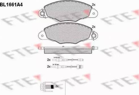 FTE BL1661A4 - Комплект спирачно феродо, дискови спирачки vvparts.bg