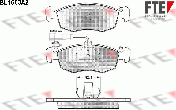 FTE BL1663A2 - Комплект спирачно феродо, дискови спирачки vvparts.bg