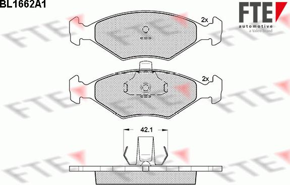 FTE BL1662A1 - Комплект спирачно феродо, дискови спирачки vvparts.bg